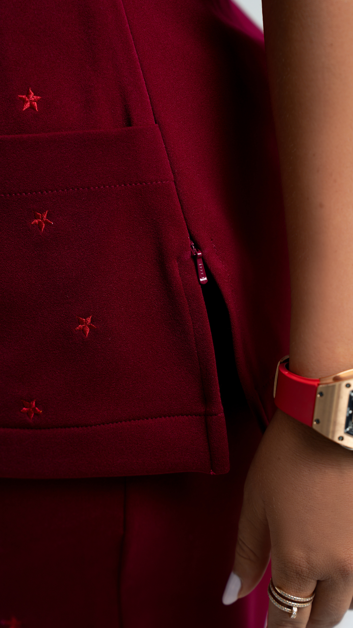 Maroon Elegant Medical Scrub Set – Women’s V-Neck Top & Pants