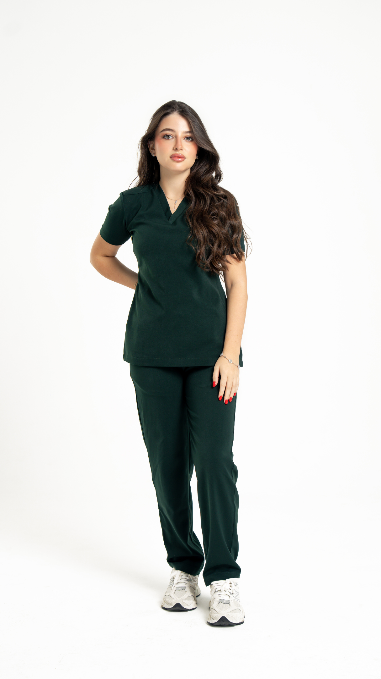 Plain Elegant Medical Scrub Set – Women’s V-Neck Top Side zipper& Pants