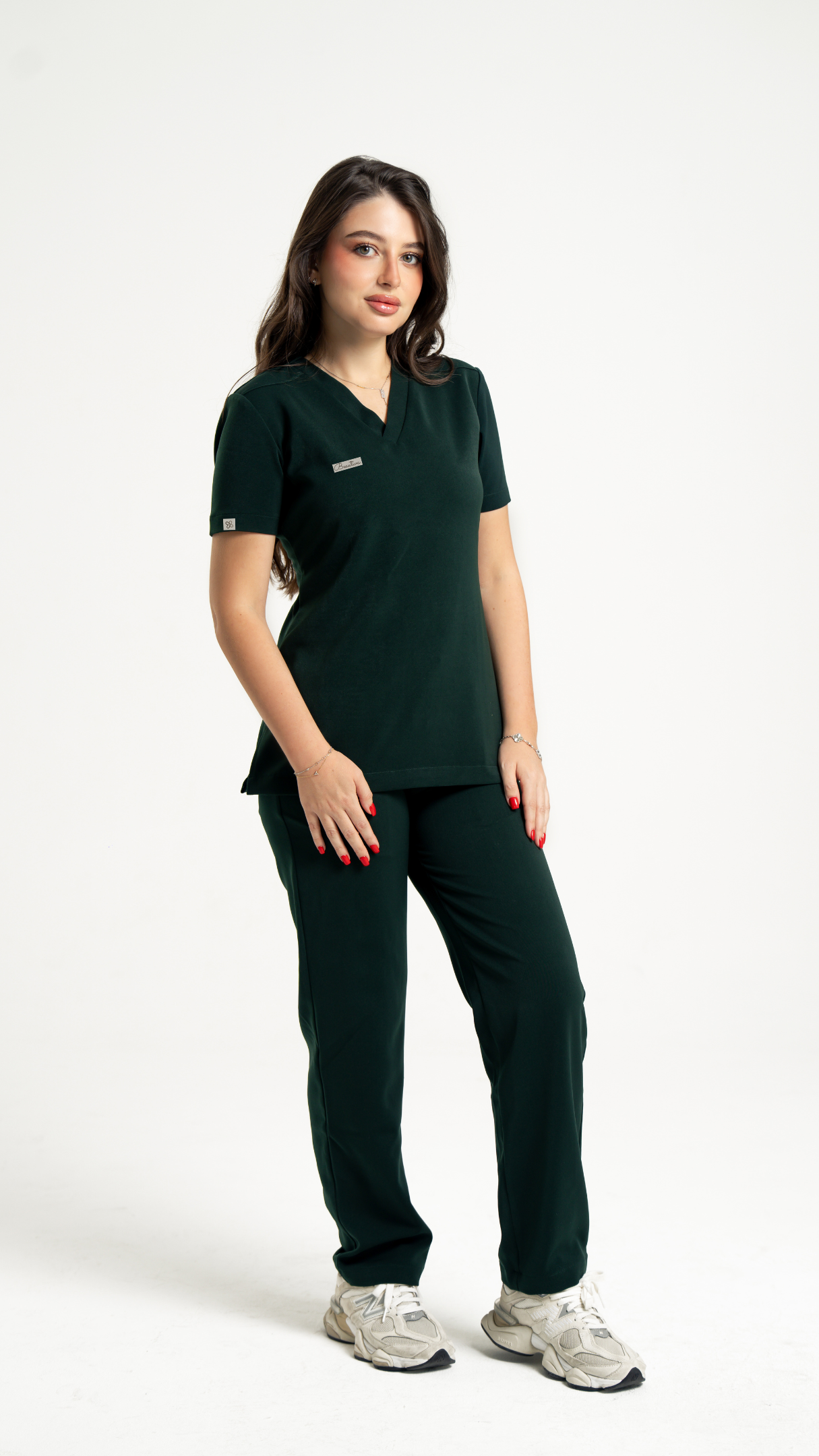 Plain Elegant Medical Scrub Set – Women’s V-Neck Top Side zipper& Pants
